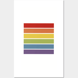 Retro Muted Color Striped Gay Pride Rainbow Posters and Art